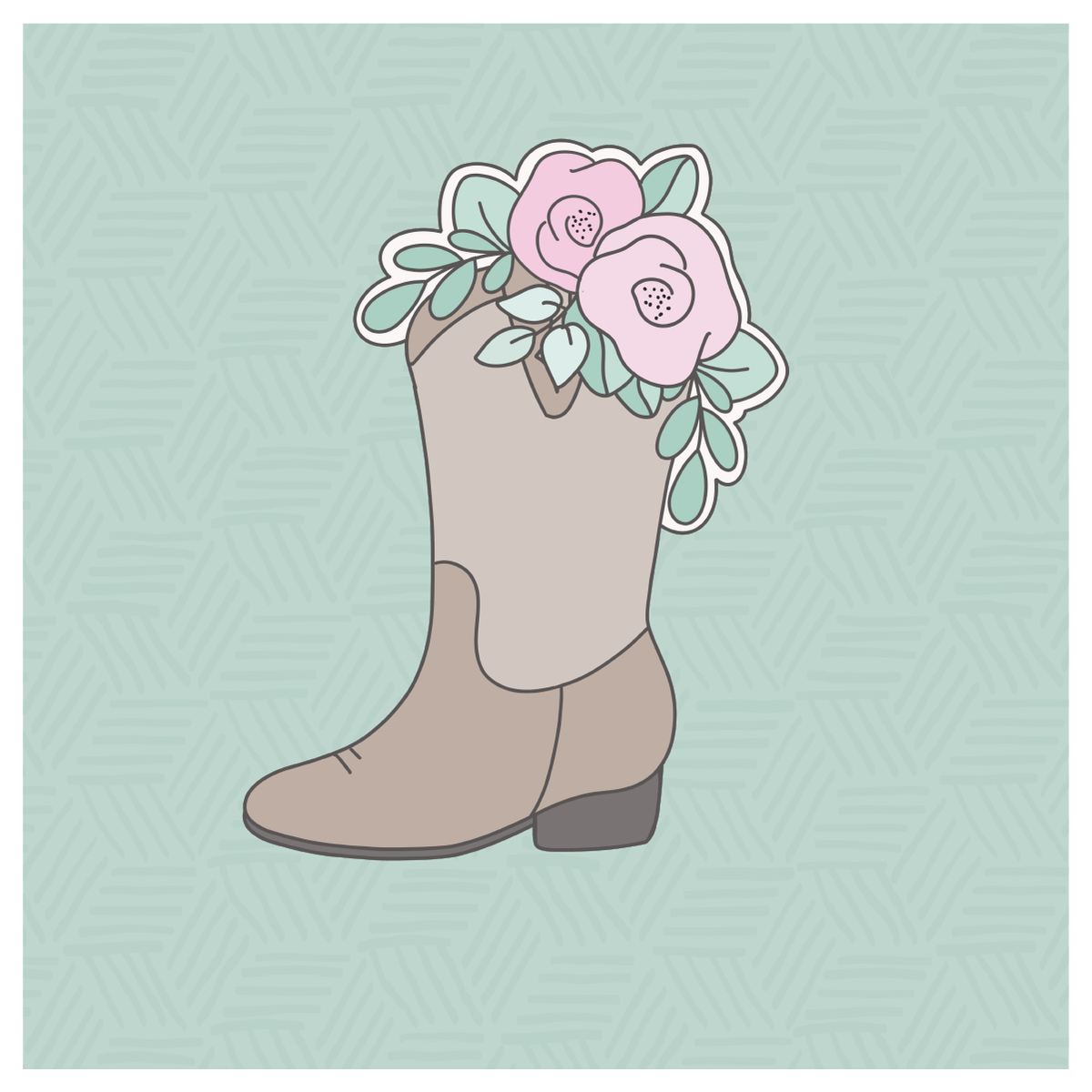 Floral Cowboy Boot Cookie Cutter