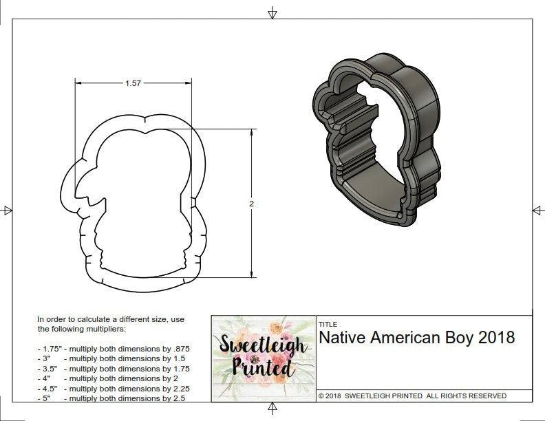 Native American Boy 2018 Cookie Cutter - Sweetleigh 