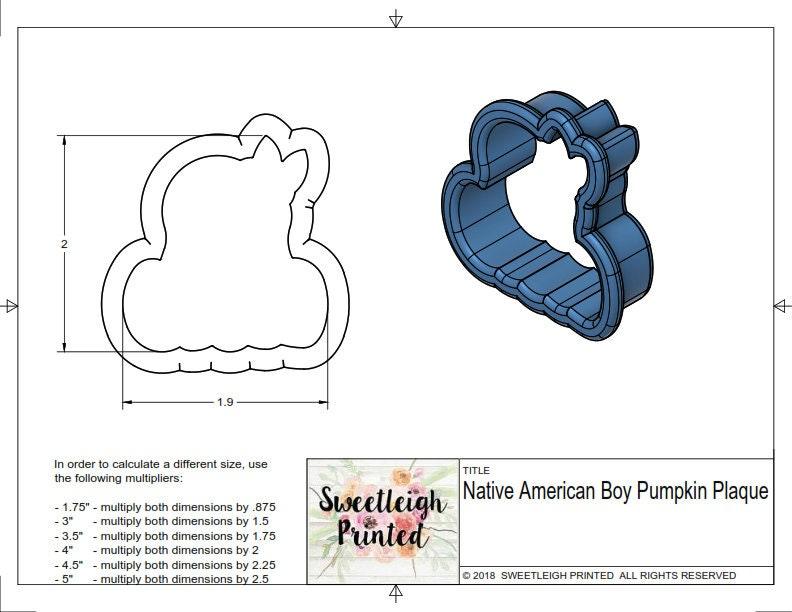 Native American Boy Pumpkin Plaque Cookie Cutter - Sweetleigh 