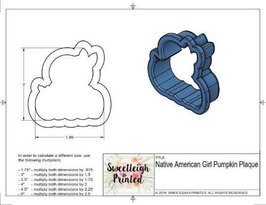 Native American Girl Pumpkin Plaque Cookie Cutter - Sweetleigh 