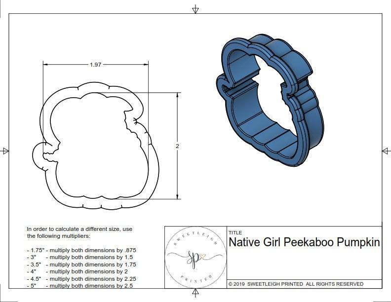 Native Girl Peekaboo Pumpkin Cookie Cutter - Sweetleigh 
