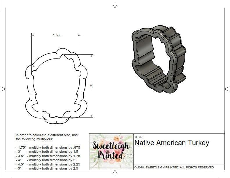 Native Turkey Cookie Cutter - Sweetleigh 