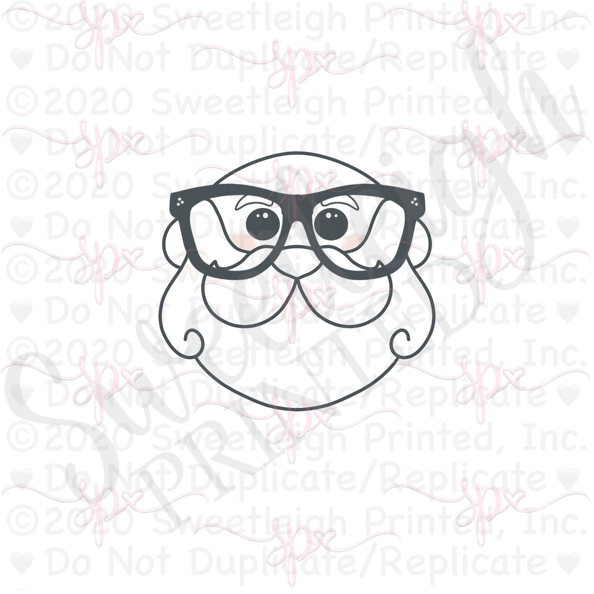Nerdy Bald Santa Face Cookie Cutter - Sweetleigh 