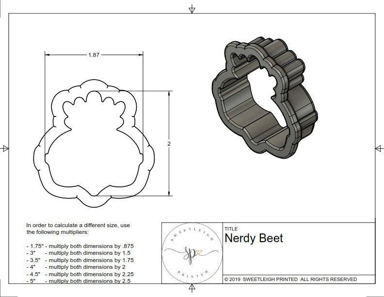 Nerdy Beet Cookie Cutter - Sweetleigh 