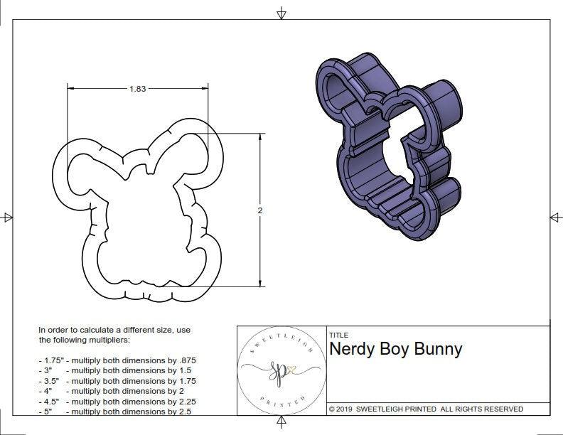 Nerdy Boy Bunny Cookie Cutter - Sweetleigh 
