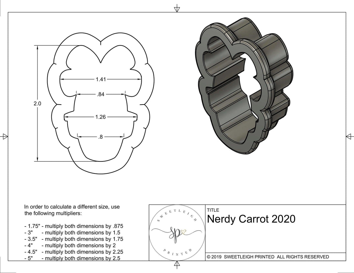 Nerdy Carrot 2020 Cookie Cutter - Sweetleigh 