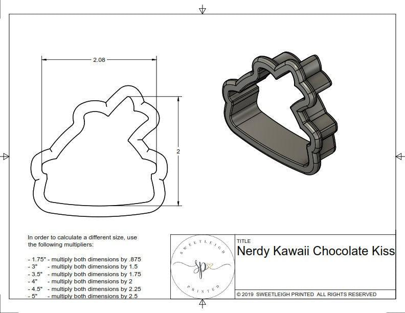 Nerdy Kawaii Chocolate Kiss Cookie Cutter - Sweetleigh 