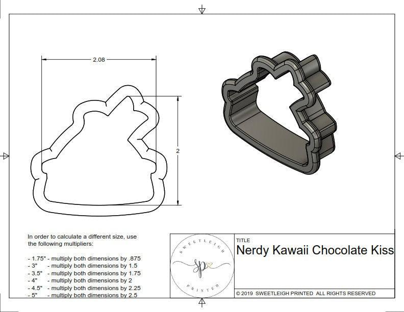 Nerdy Kawaii Chocolate Kiss Cookie Cutter - Sweetleigh 