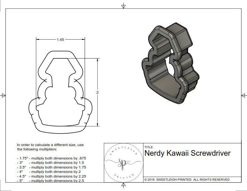 Nerdy Kawaii Screwdriver Cookie Cutter - Sweetleigh 