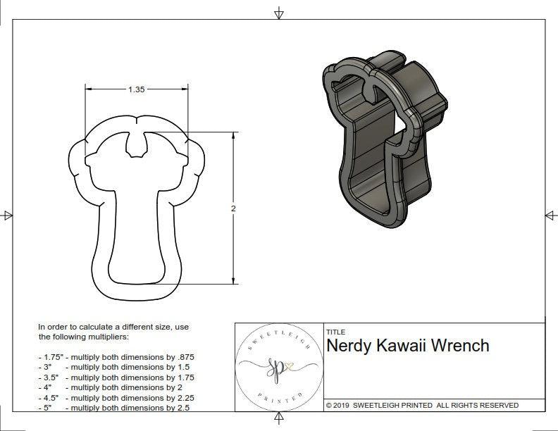 Nerdy Kawaii Wrench Cookie Cutter - Sweetleigh 