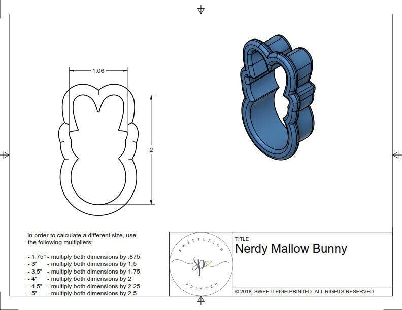 Nerdy Marshmallow Bunny Cookie Cutter - Sweetleigh 