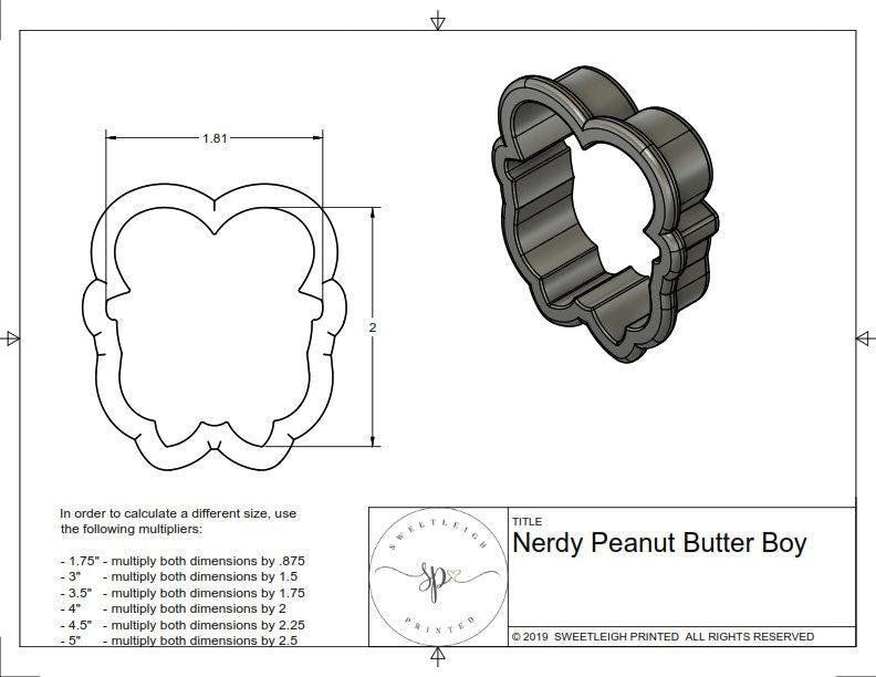 Nerdy Peanut Butter Boy Cookie Cutter - Sweetleigh 