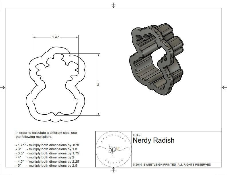 Nerdy Radish Cookie Cutter - Sweetleigh 