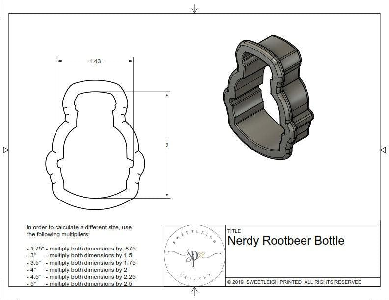 Nerdy Rootbeer Bottle Cookie Cutter - Sweetleigh 