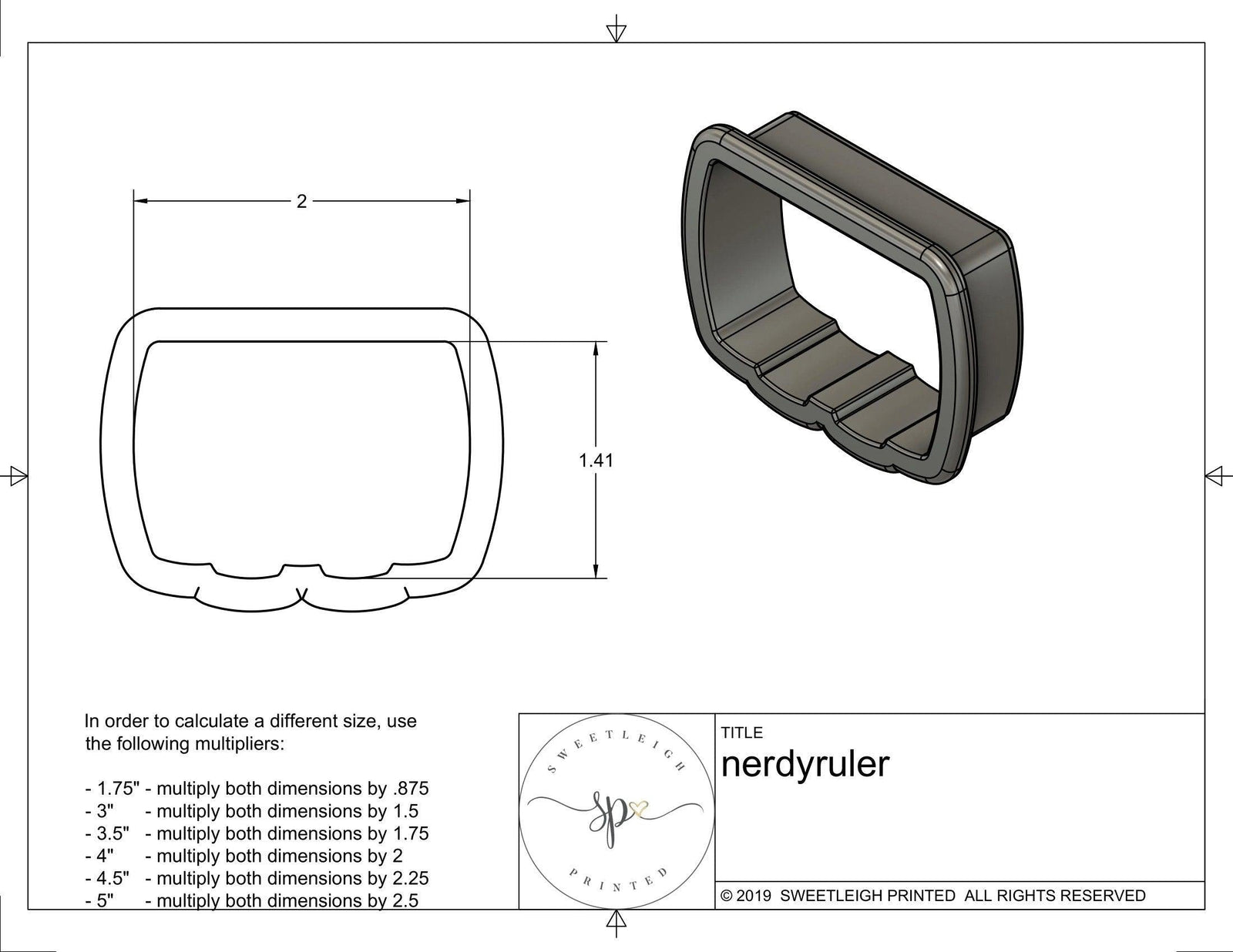 Nerdy Ruler Cookie Cutter - Sweetleigh 