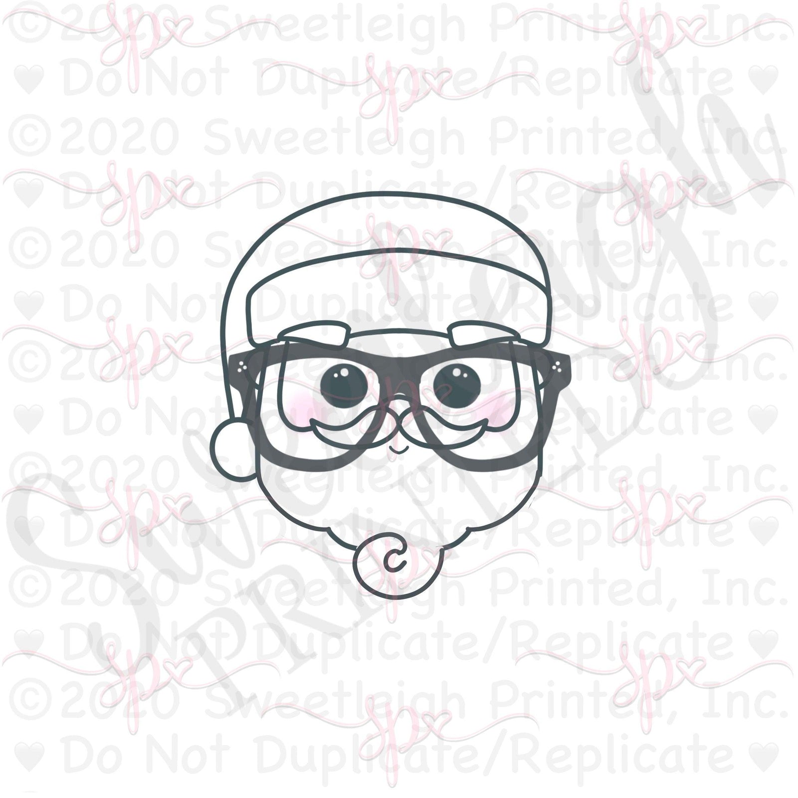 Nerdy Swirly Santa Face Cookie Cutter - Sweetleigh 