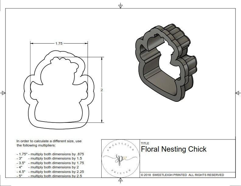 Nesting Floral Chick Cookie Cutter - Sweetleigh 