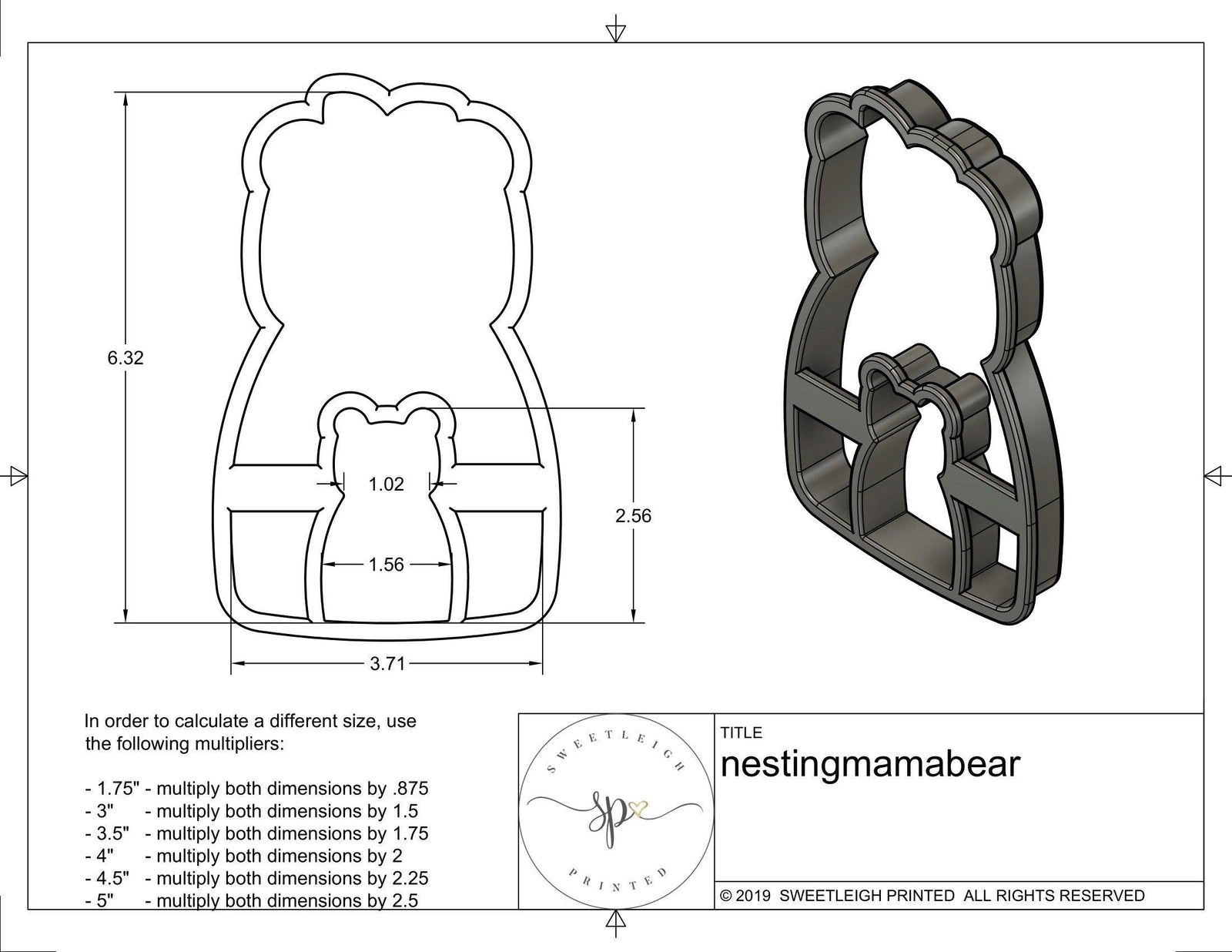Nesting Mama Bear 2021 Cookie Cutter - Sweetleigh 