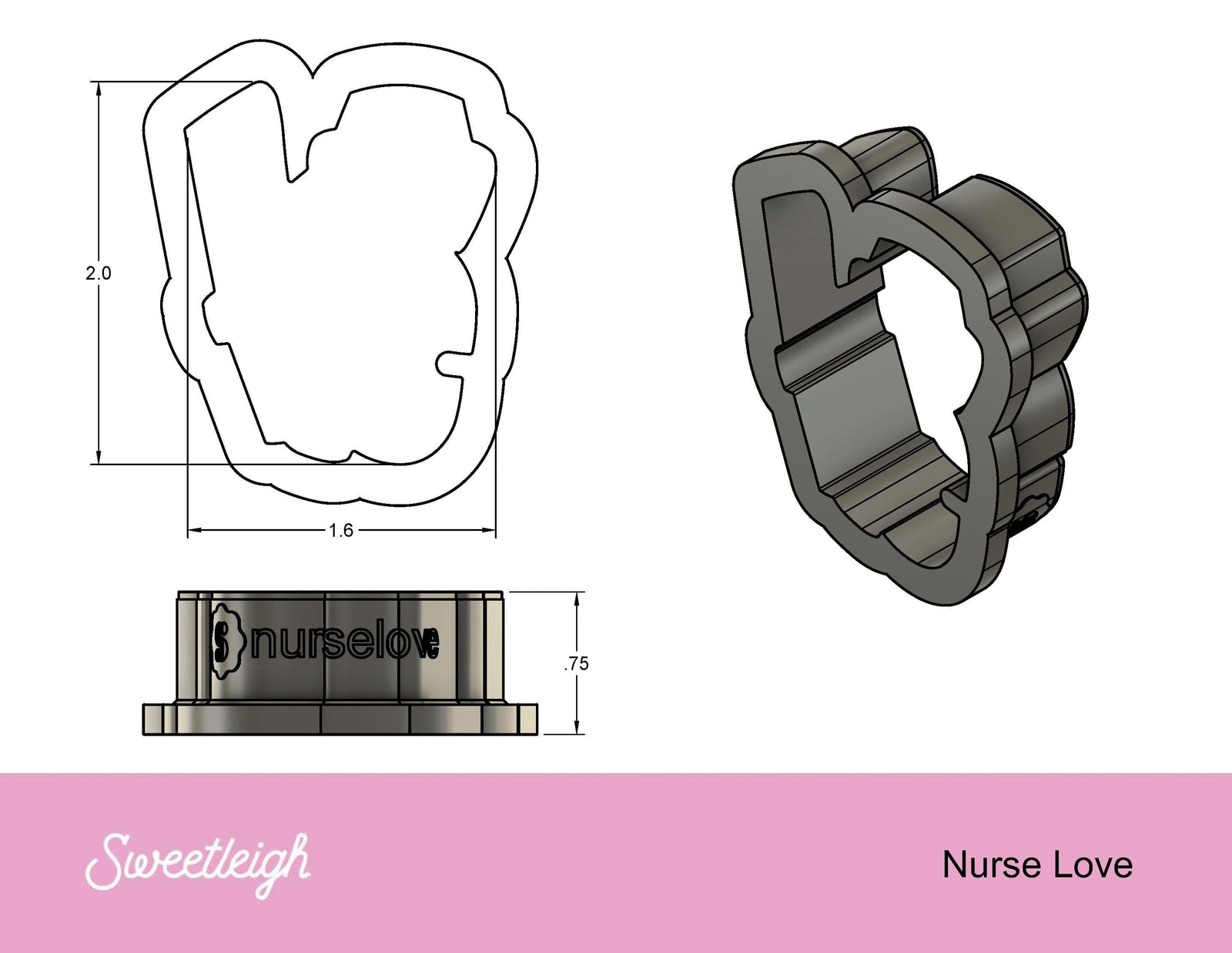 Nurse Love Cookie Cutter - Sweetleigh 