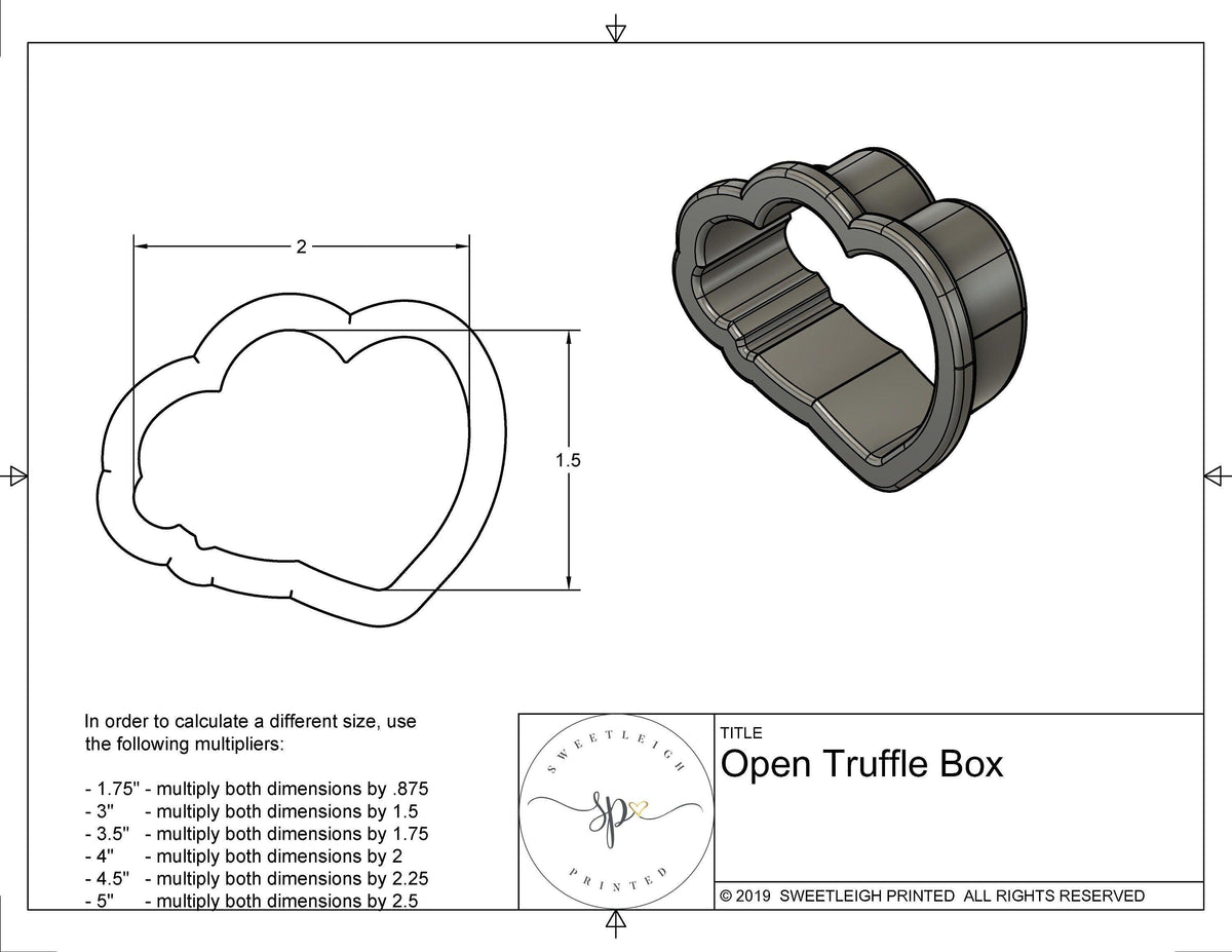 Open Truffle Box Cookie Cutter - Sweetleigh 