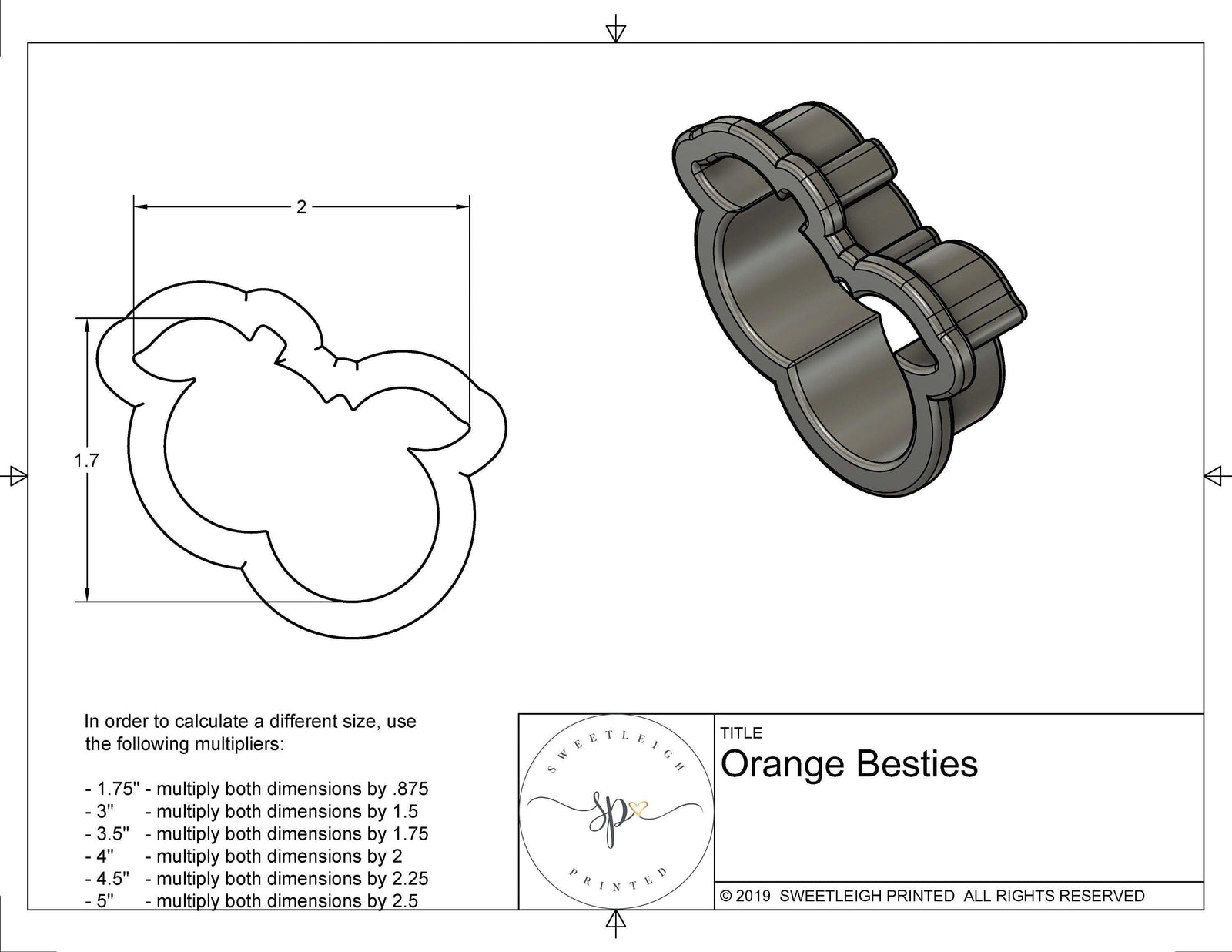 Orange Besties Cookie Cutter - Sweetleigh 