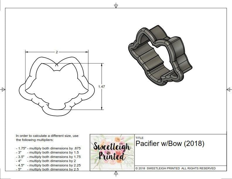 Pacifier with Bow 2018 Cookie Cutter - Sweetleigh 