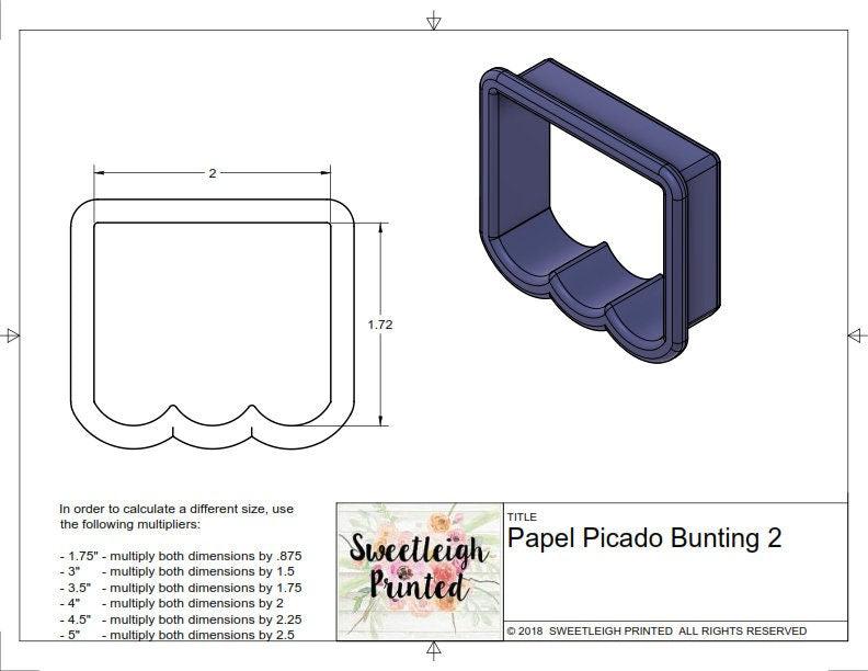 Papel Picado Bunting 2 Cookie Cutter - Sweetleigh 