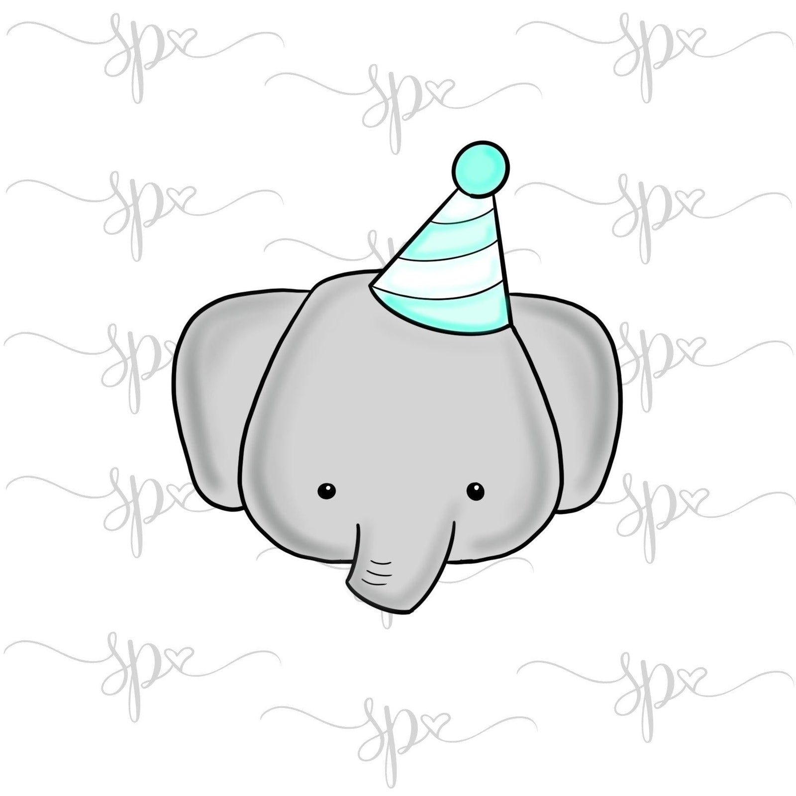 Party Elephant Face Cookie Cutter - Sweetleigh 