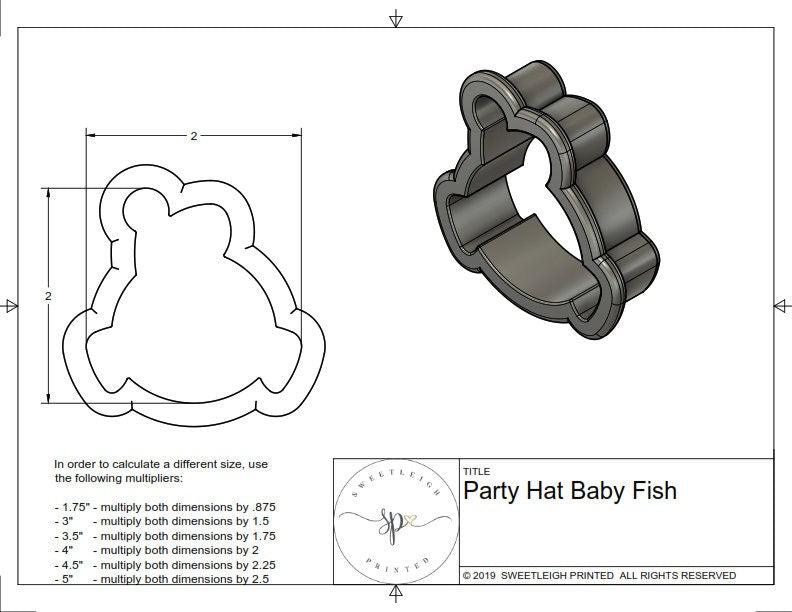 Party Hat Baby Fish Cookie Cutter - Sweetleigh 