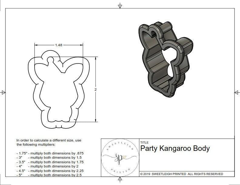 Party Kangaroo Body Cookie Cutter - Sweetleigh 
