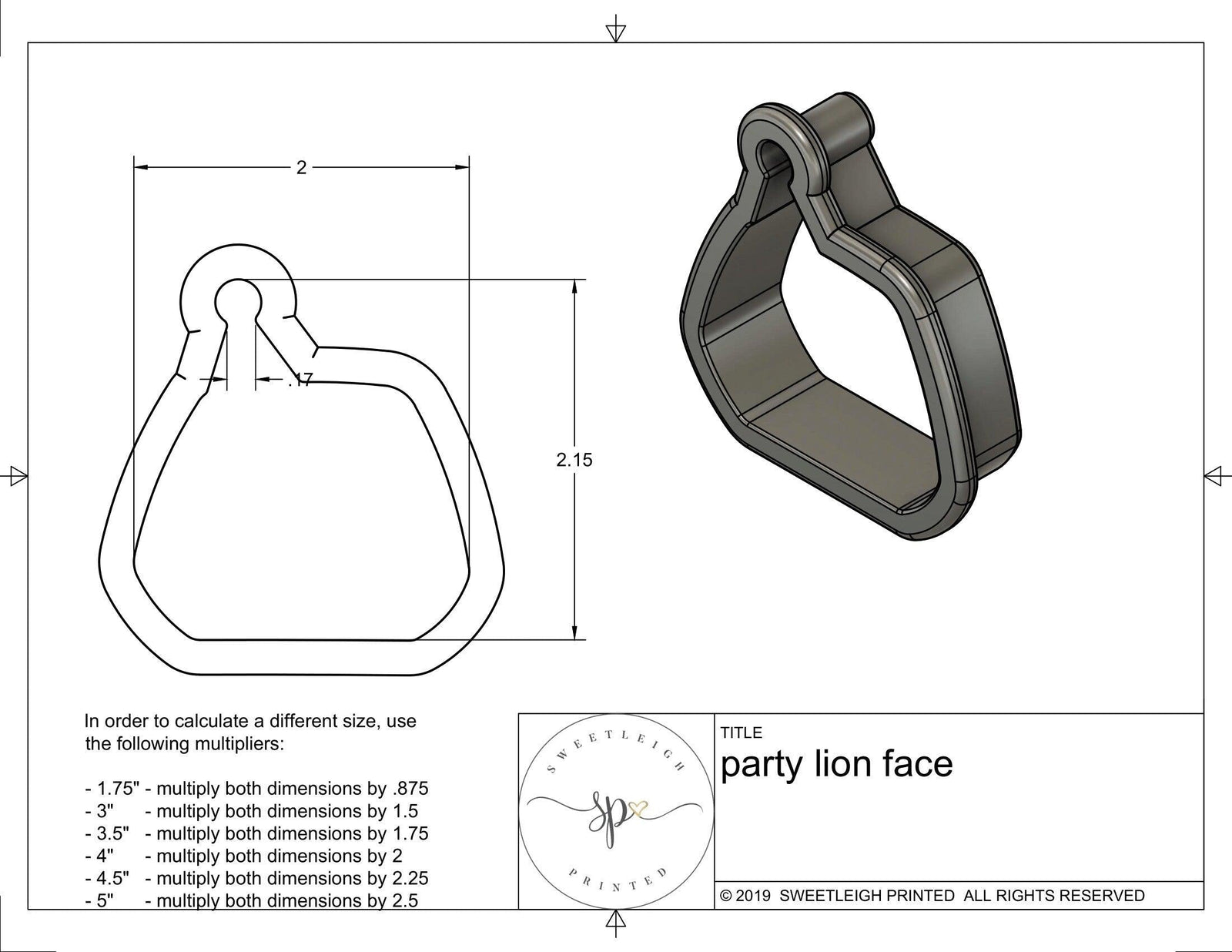 Party Lion Face Cookie Cutter - Sweetleigh 