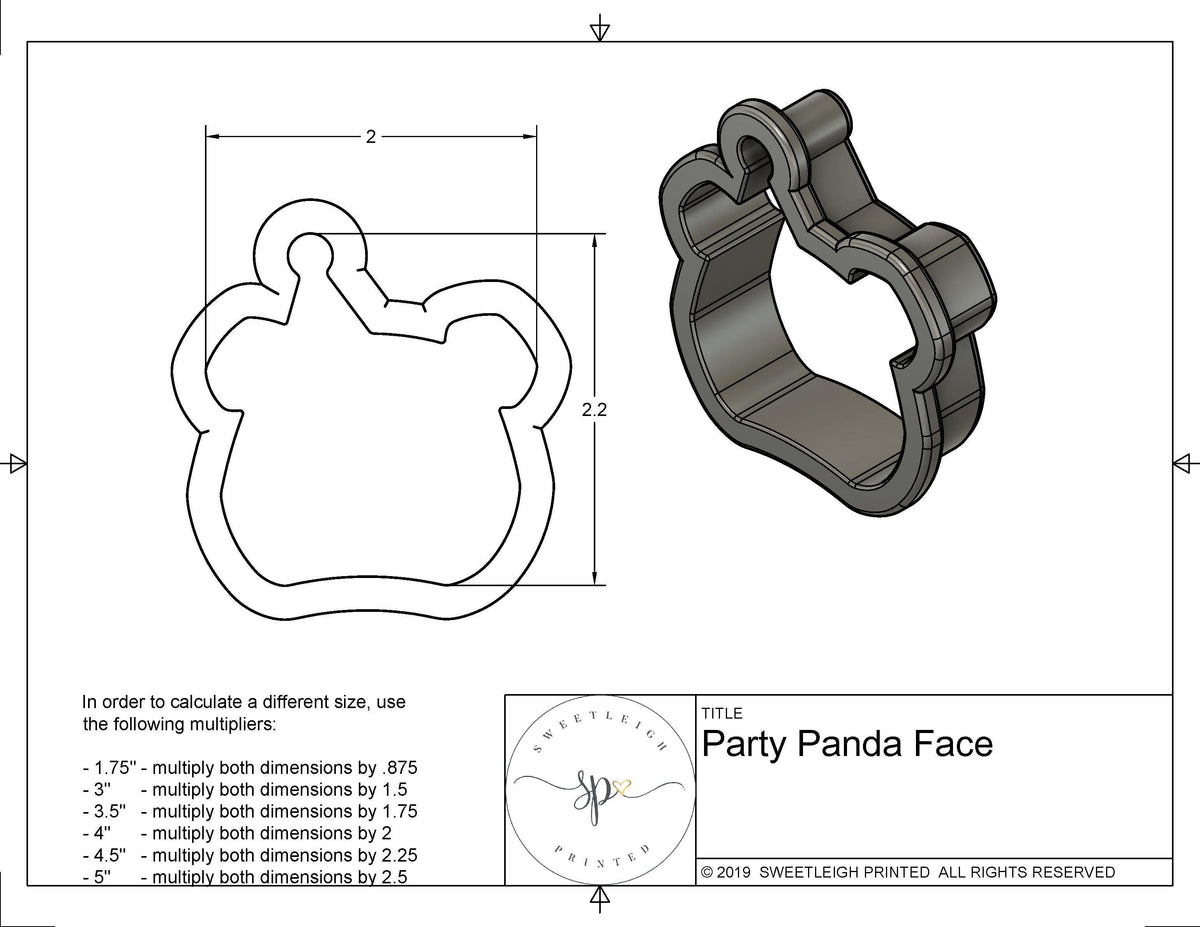 Party Panda Face Cookie Cutter - Sweetleigh 