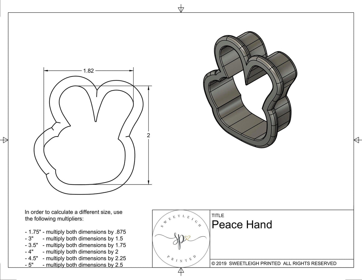 Peace Hand Cookie Cutter - Sweetleigh 