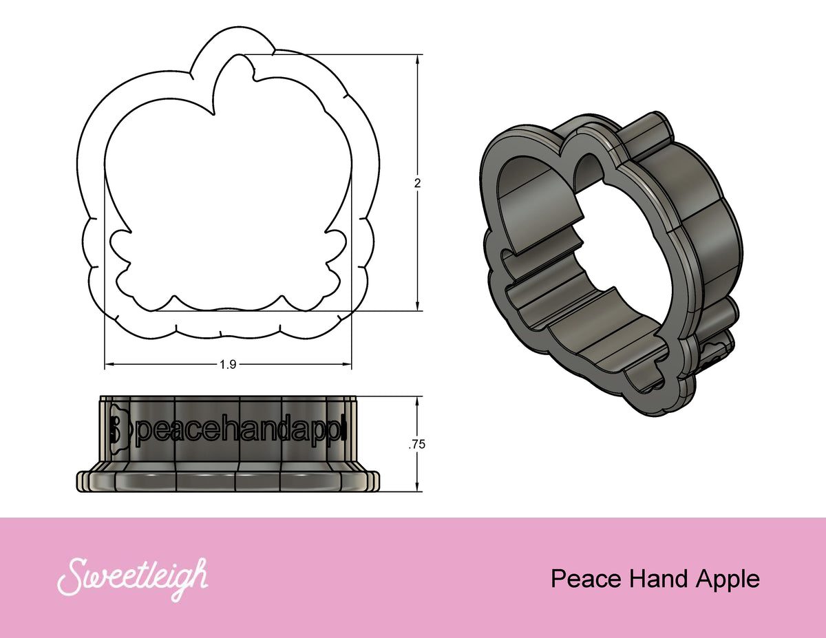 Peace Hand Apple Cookie Cutter