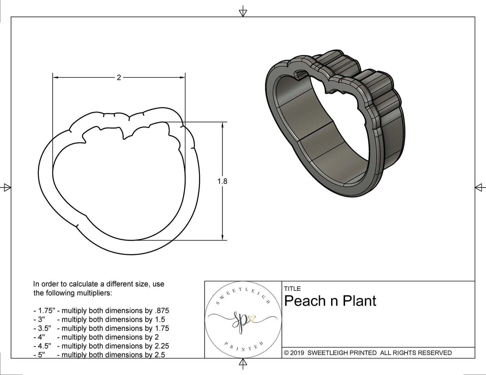 Peach n Plant Cookie Cutter - Sweetleigh 