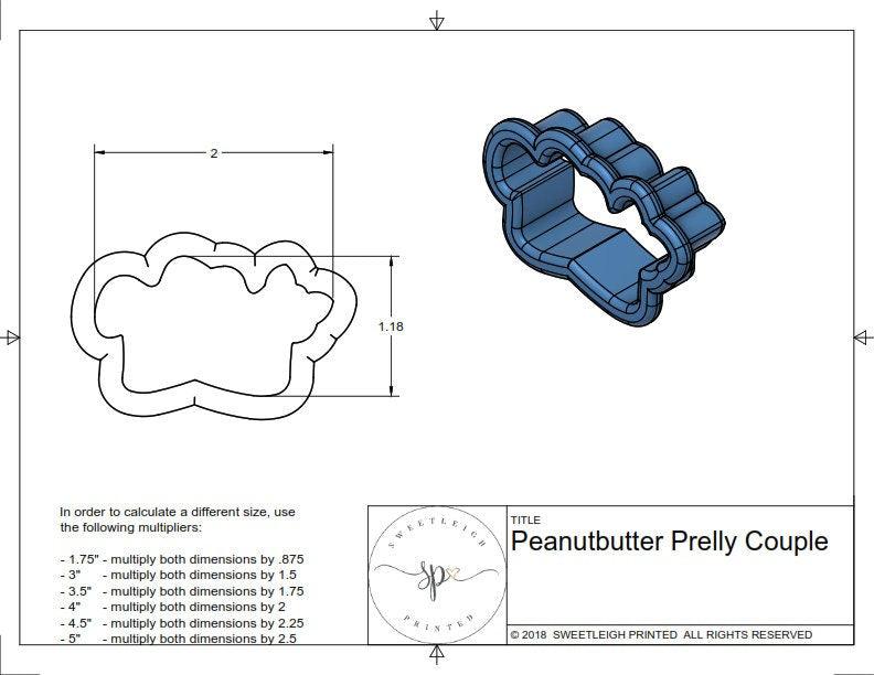 Peanut Butter Prelly Couple Cookie Cutter - Sweetleigh 