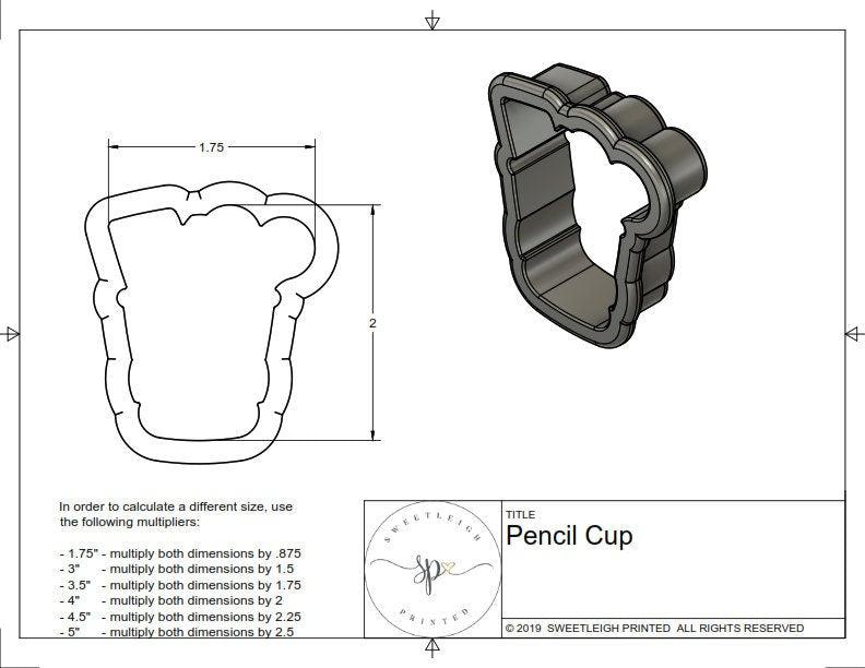 Pencil Cup Cookie Cutter by Lady Milkstache - Sweetleigh 