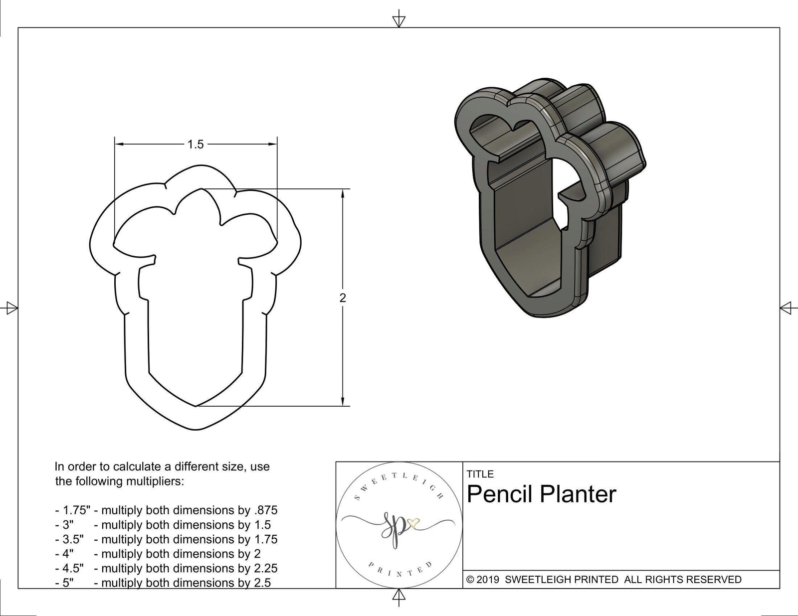 Pencil Planter Cookie Cutter - Sweetleigh 
