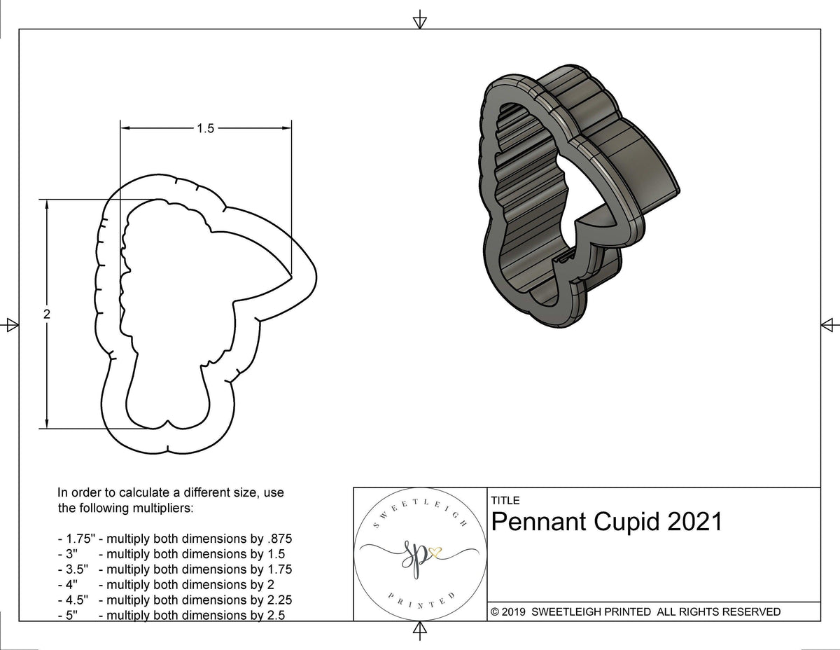 Pennant Cupid 2021 Cookie Cutter - Sweetleigh 