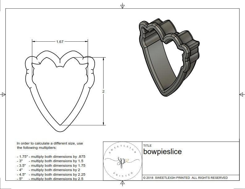 Pie Slice with Bow  Cookie Cutter - Sweetleigh 