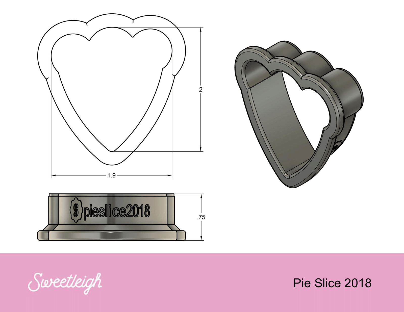 Pie Slice 2018 Cookie Cutter - Sweetleigh 