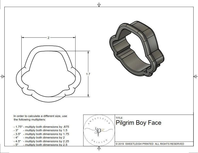 Pilgrim Boy Face Cookie Cutter - Sweetleigh 