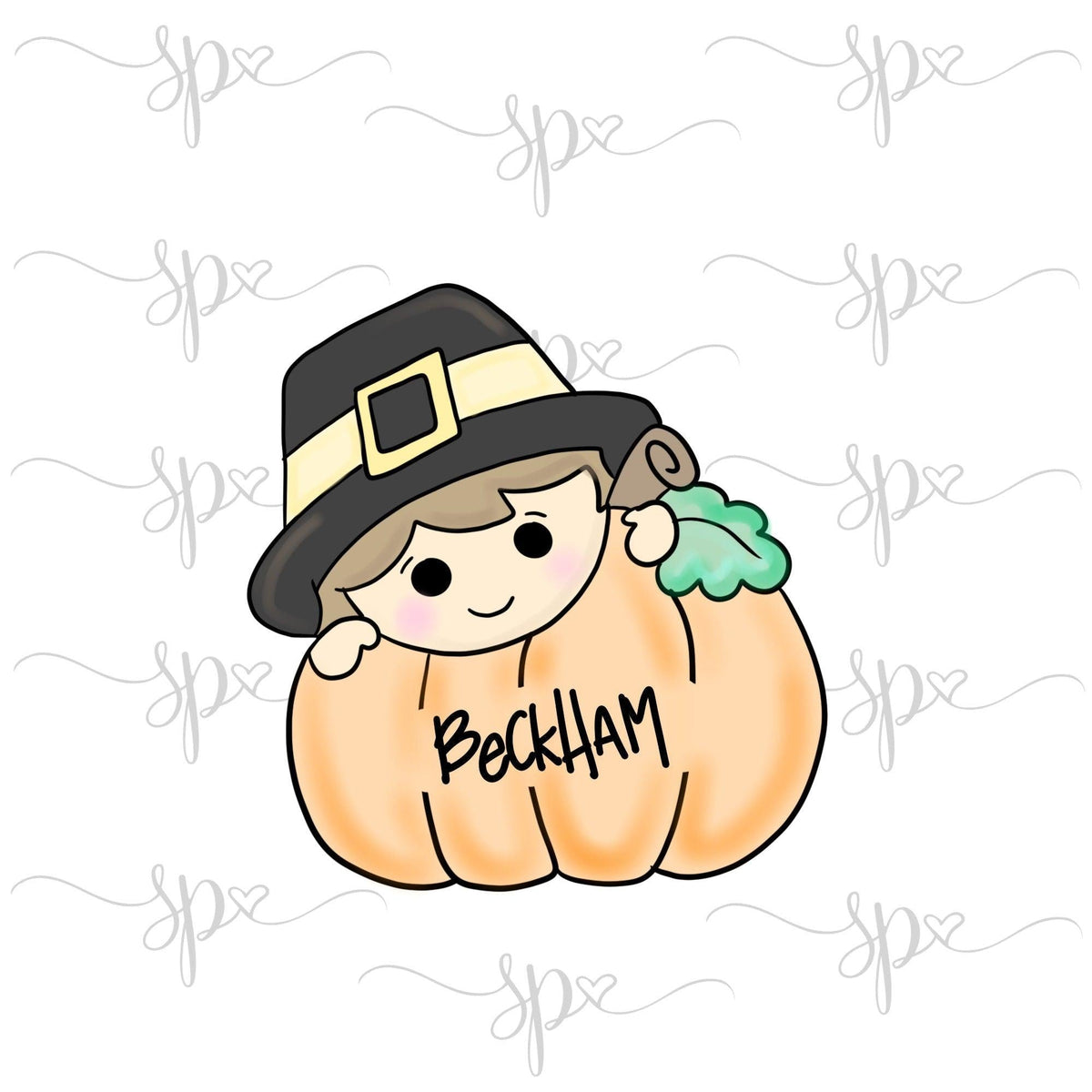 Pilgrim Boy Peekaboo Pumpkin Cookie Cutter - Sweetleigh 