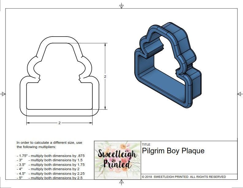 Pilgrim Boy Plaque Cookie Cutters - Sweetleigh 