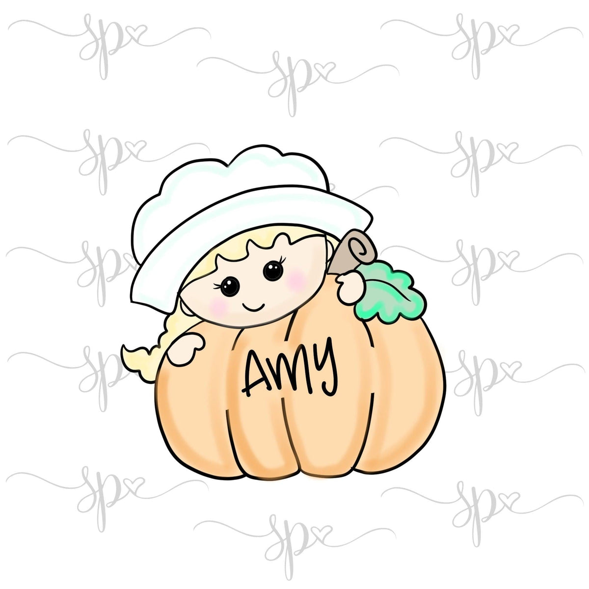 Pilgrim Girl Peekaboo Pumpkin Cookie Cutter - Sweetleigh 