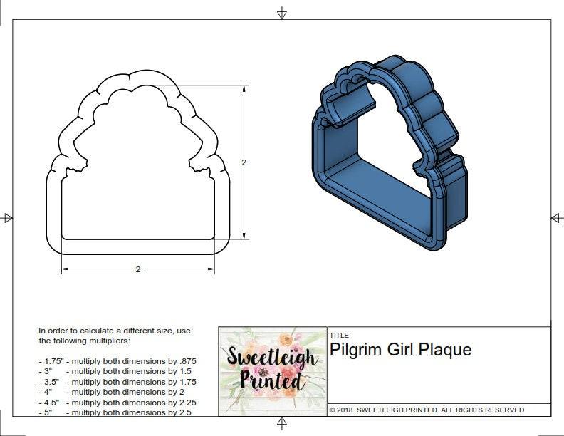 Pilgrim Girl Plaque Cookie Cutters - Sweetleigh 