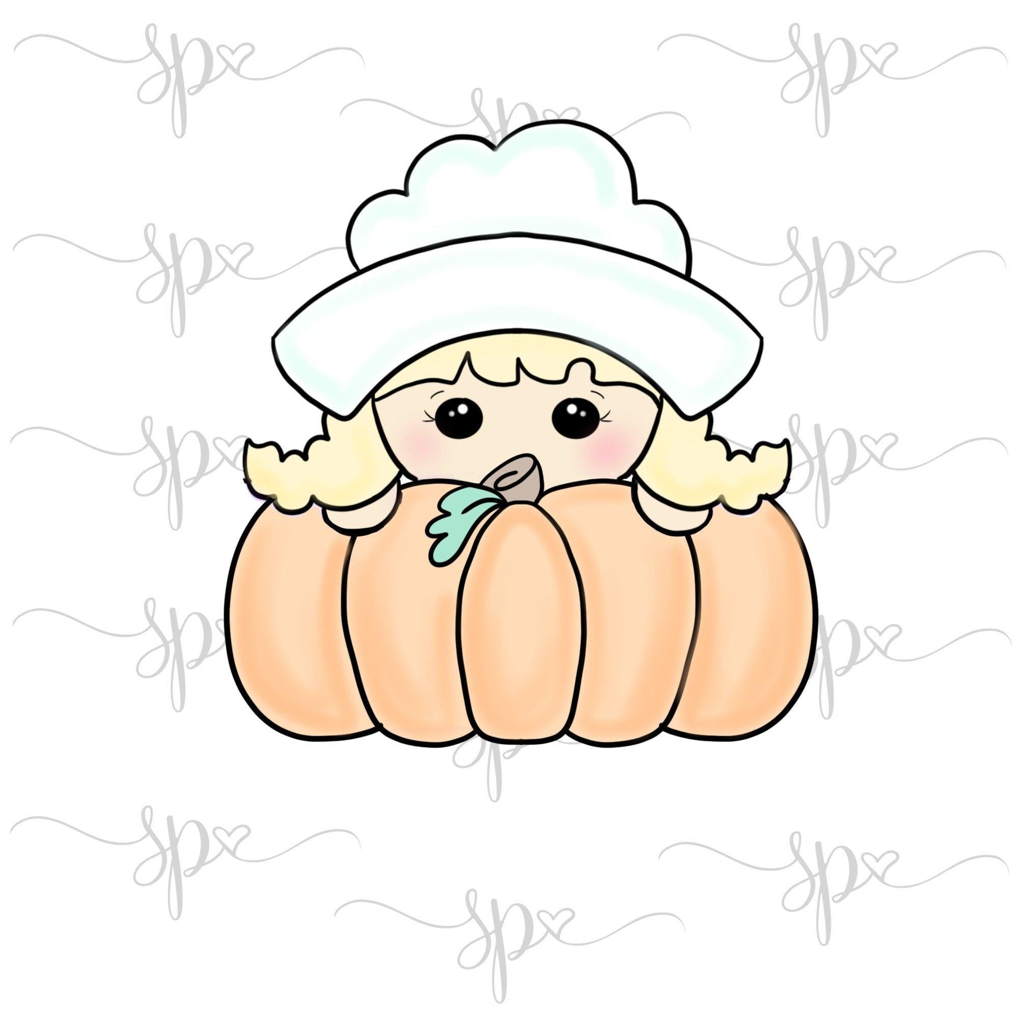 Pilgrim Girl Pumpkin Plaque Cookie Cutter - Sweetleigh 