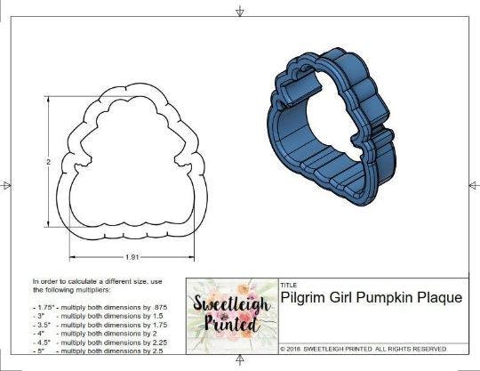Pilgrim Girl Pumpkin Plaque Cookie Cutter - Sweetleigh 