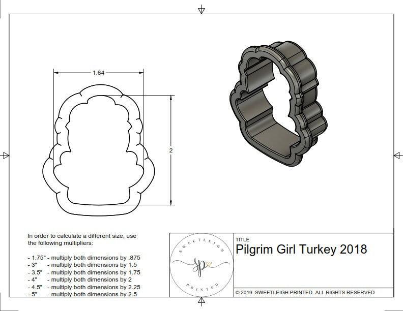 Pilgrim Girl Turkey 2018 Cookie Cutter - Sweetleigh 