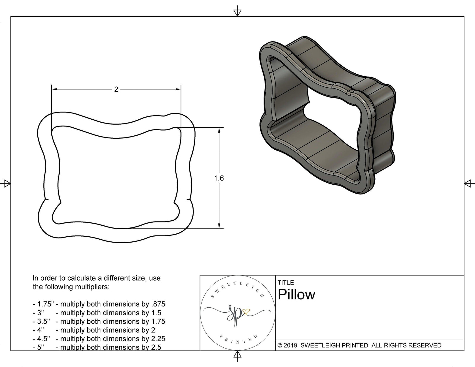 Pillow Cookie Cutter - Sweetleigh 